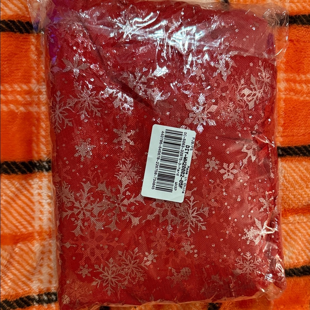 Red and Silver Snowflake Fabric